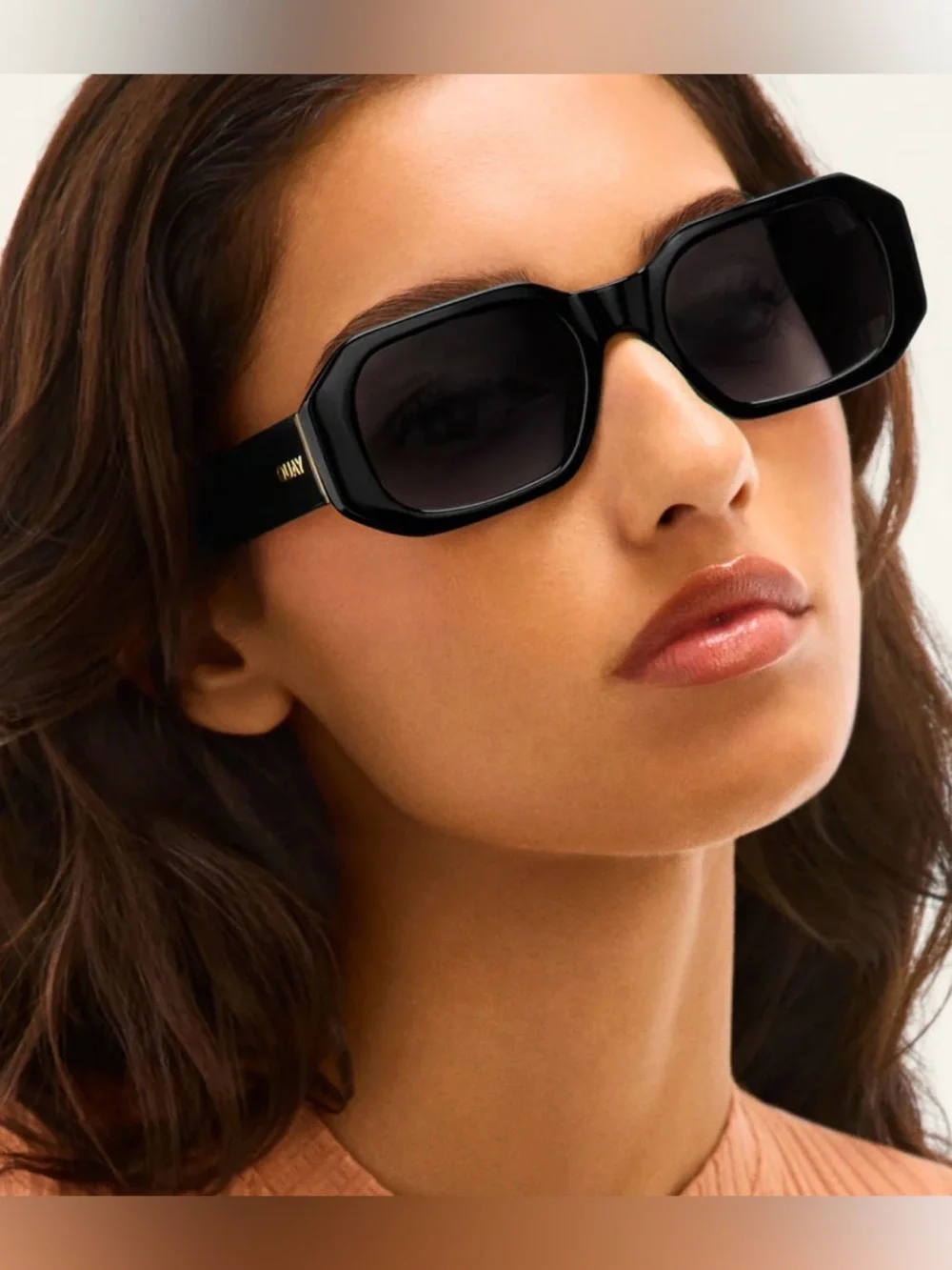 Quay Australia Hyped Up Tortoiseshell Rectangular Sunglasses - Brown Lenses